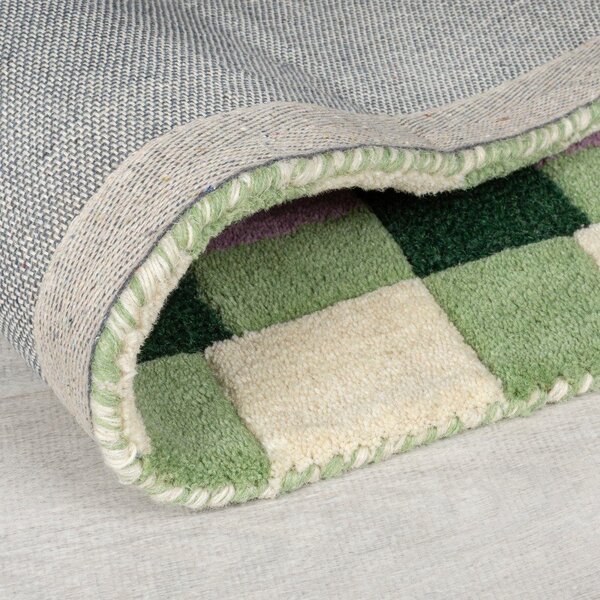 Zeleno-fialový ručně tkaný vlněný běhoun 60x230 cm Kai Wool Border – Flair Rugs