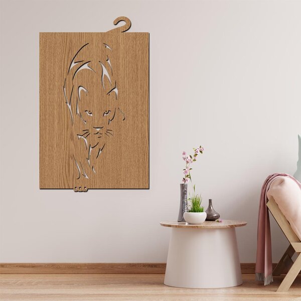 Dřevěná dekorace na zeď Panter | Rozměry (cm): 40x64 | Zvolte barvu dekoru: Bílá