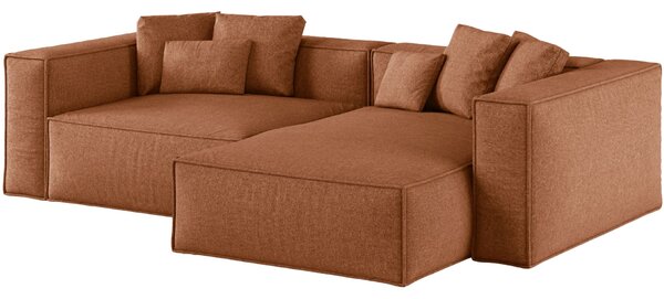 -25 % Dny MOMENTI– Cosmopolitan Design Terakotově oranžová žinylková rohová pohovka Aveiro 254 cm, pravá