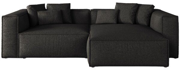 -25 % Dny MOMENTI– Cosmopolitan Design Černá žinylková rohová pohovka Aveiro 254 cm, pravá
