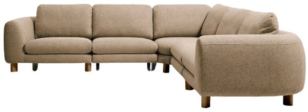 Kave Home Hnědá čalouněná rohová pohovka Vera 330 cm s ořechovou podnoží, levá, pravá