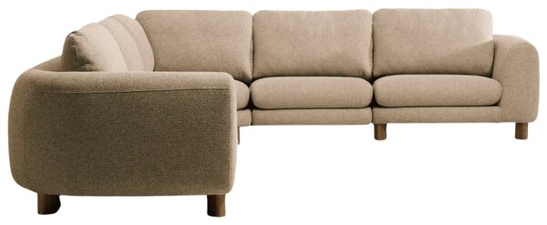 Kave Home Hnědá čalouněná rohová pohovka Vera 330 cm s ořechovou podnoží, levá, pravá