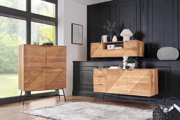 VYSOKÁ KOMODA, akácie, černá, barvy akácie, 105/135/45 cm Ambia Home - Vysoké komody