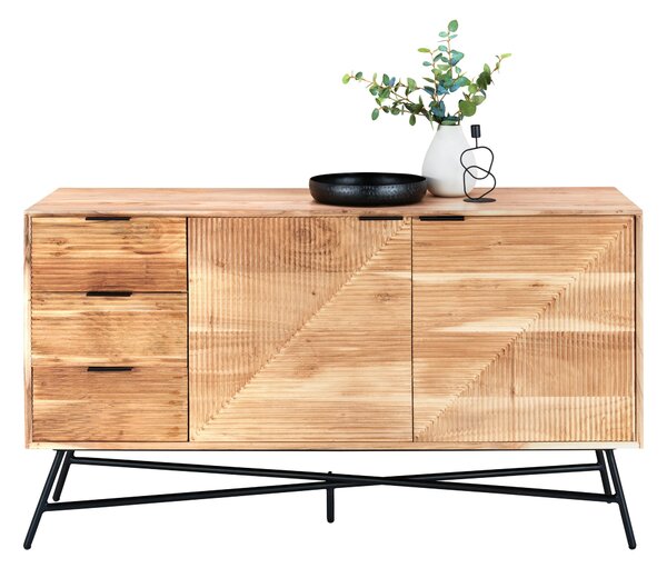 ŠIROKÁ KOMODA, akácie, černá, barvy akácie, 145/80/45 cm Ambia Home - Komody na nožičkách