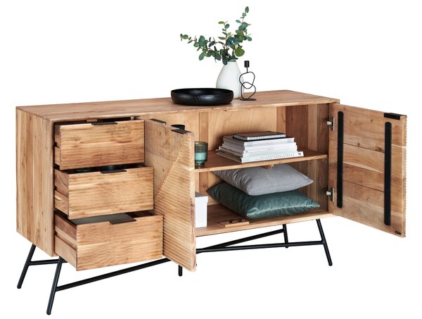 ŠIROKÁ KOMODA, akácie, černá, barvy akácie, 145/80/45 cm Ambia Home - Komody na nožičkách