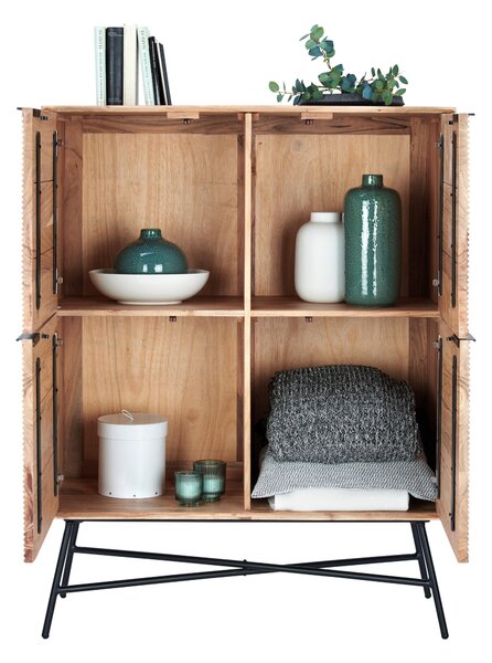 VYSOKÁ KOMODA, akácie, černá, barvy akácie, 105/135/45 cm Ambia Home - Vysoké komody