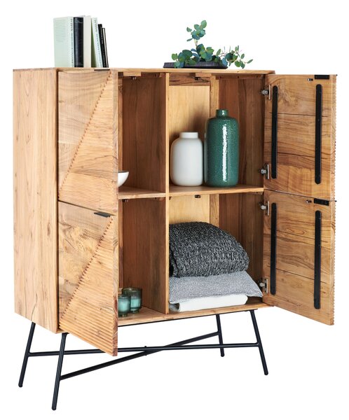 VYSOKÁ KOMODA, akácie, černá, barvy akácie, 105/135/45 cm Ambia Home - Vysoké komody