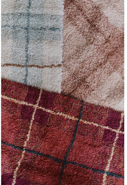 Světle růžový pratelný/ručně tkaný bavlněný koberec 90x120 cm Tartan Rose – Lorena Canals