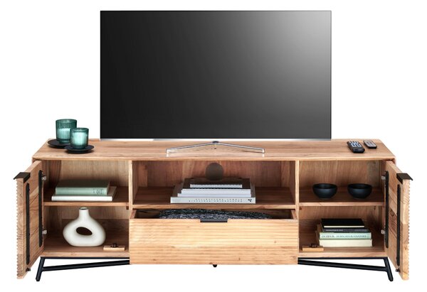 NÍZKÁ KOMODA, akácie, černá, barvy akácie, 145/50/40 cm Ambia Home - Komody z masivu