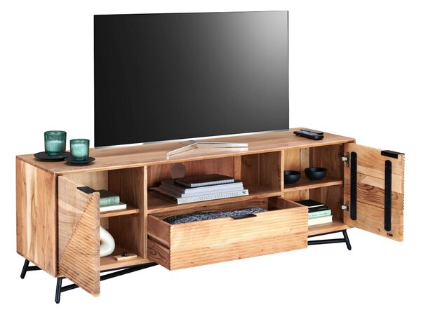 NÍZKÁ KOMODA, akácie, černá, barvy akácie, 145/50/40 cm Ambia Home - Komody z masivu