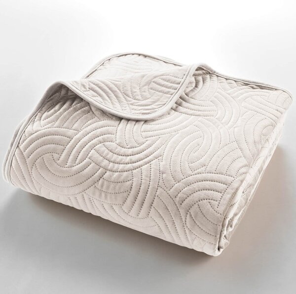 Krémový sametový set přehozu a povlaku na polštář 240x260 cm Solange – douceur d'intérieur