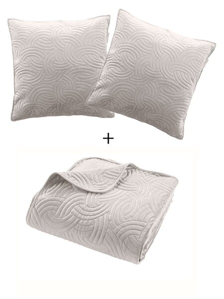 Krémový sametový set přehozu a povlaku na polštář 240x260 cm Solange – douceur d'intérieur