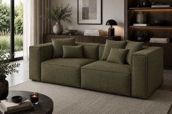 -25 % Dny MOMENTI– Cosmopolitan Design Zelená žinylková čtyřmístná pohovka Aveiro 236 cm