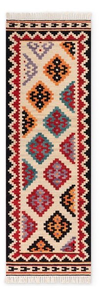 Červený oboustranný ručně tkaný vlněný běhoun 60x190 cm Kamal Kian – Nouristan