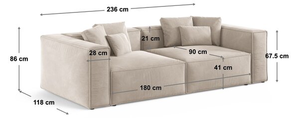 -25 % Dny MOMENTI– Cosmopolitan Design Černá žinylková čtyřmístná pohovka Aveiro 236 cm