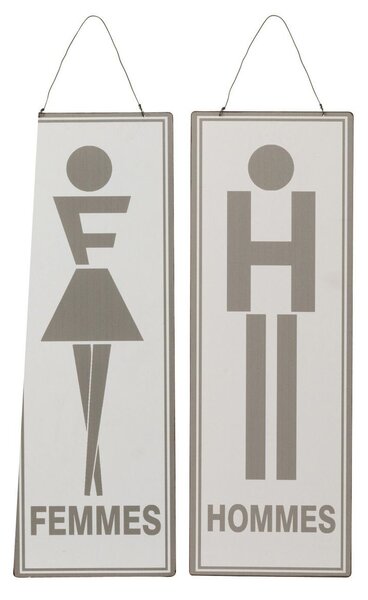 2ks závěsná kovová cedule Men Women, Femmes Hommes - 16*46 cm