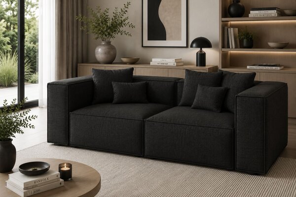 -25 % Dny MOMENTI– Cosmopolitan Design Černá žinylková čtyřmístná pohovka Aveiro 236 cm