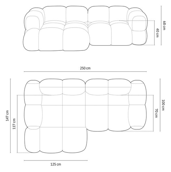 Hnědá rohová pohovka (levý roh/s lenoškou) Loretto – Cosmopolitan Design