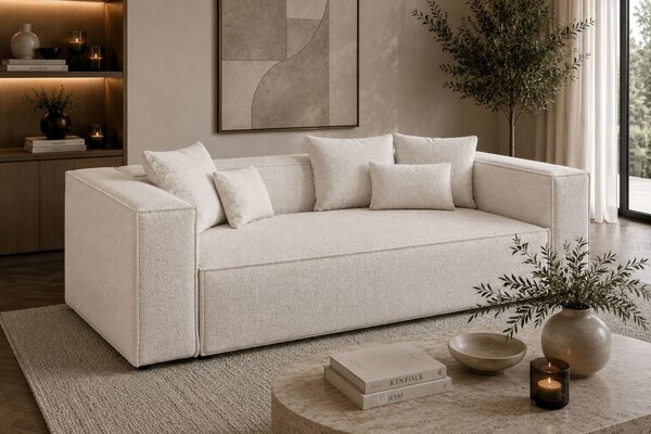 -25 % Dny MOMENTI– Cosmopolitan Design Bílá žinylková trojmístná pohovka Aveiro 220 cm