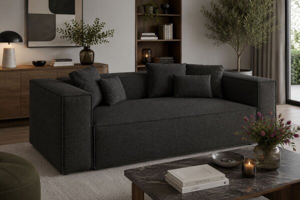 -25 % Dny MOMENTI– Cosmopolitan Design Černá žinylková trojmístná pohovka Aveiro 220 cm