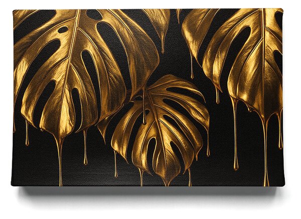 KRAFTHOUSE.EU Golden Drip Monstera – obraz na plátno Premium Canvas | 100% bavlna | Různé rozměry Velikost: 30 x 20 cm