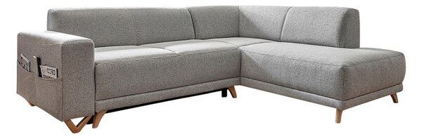 Světle šedá rozkládací/s úložným prostorem rohová pohovka (pravý roh/do L) Classy Sophie – Miuform