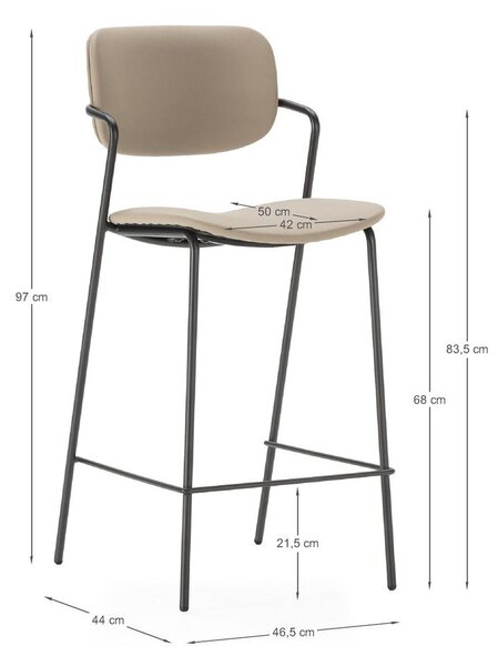 Béžové barové židle v sadě 2 ks (výška sedáku 68 cm) Maika – Marckeric