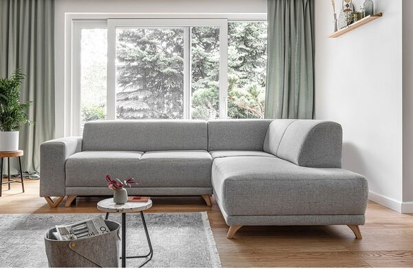 Světle šedá rozkládací/s úložným prostorem rohová pohovka (pravý roh/do L) Classy Sophie – Miuform