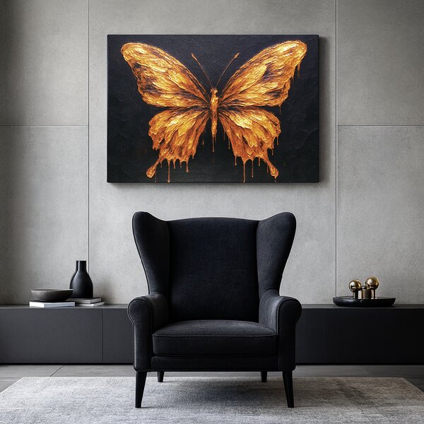 KRAFTHOUSE.EU Zlatý Motýlí Sen – obraz na plátno Premium Canvas | 100% bavlna | Různé rozměry Velikost: 30 x 20 cm