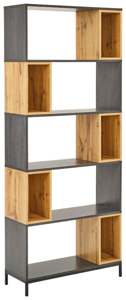 REGÁL, černá, barvy dubu, tmavě šedá, železo, 80/194/30 cm Carryhome - Knihovny