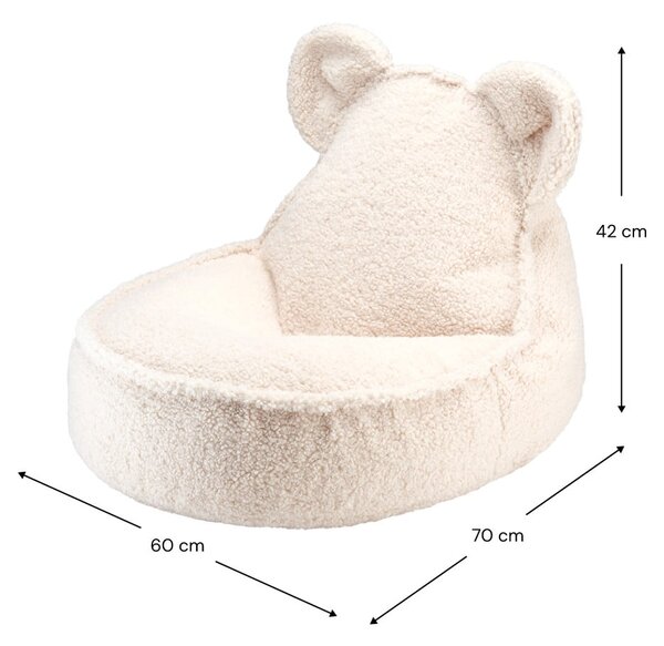 Krémový dětský sedací vak z textilie bouclé Bear – Wigiwama