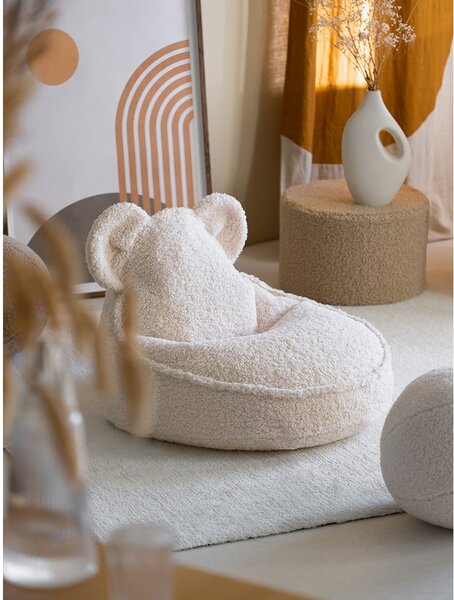Krémový dětský sedací vak z textilie bouclé Bear – Wigiwama