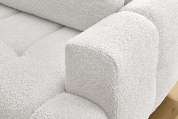 -25 % Dny MOMENTI– Bobochic Paris Bílá bouclé rozkládací pohovka Fuji 282 cm, levá