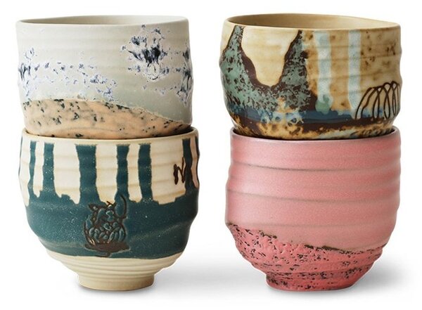 Sada 4ks uměleckých keramických hrnků na kávu Artist Ceramics – 8*8*7,5 cm/ 250ml - HKLIVING
