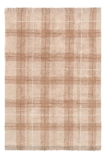 Světle růžový pratelný/ručně tkaný bavlněný koberec 90x120 cm Tartan Rose – Lorena Canals