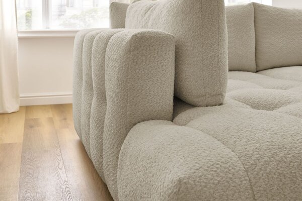 -25 % Dny MOMENTI– Bobochic Paris Béžová bouclé rozkládací pohovka Fuji 282 cm, levá