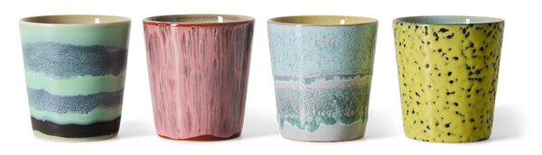 Sada 4ks kameninových hrnků na kávu 70s Artist – 7,5*7,5*8 cm / 230ml - HKLIVING
