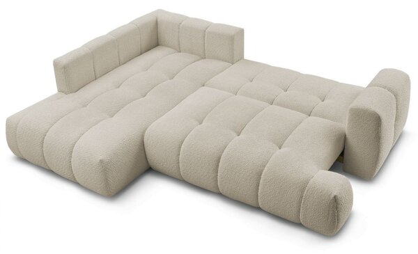 -25 % Dny MOMENTI– Bobochic Paris Béžová bouclé rozkládací pohovka Fuji 282 cm, levá