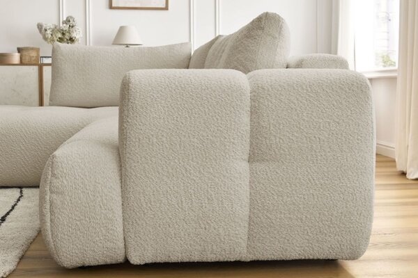 -25 % Dny MOMENTI– Bobochic Paris Béžová bouclé rozkládací pohovka Fuji 282 cm, levá