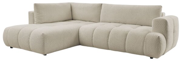 -25 % Dny MOMENTI– Bobochic Paris Béžová bouclé rozkládací pohovka Fuji 282 cm, levá
