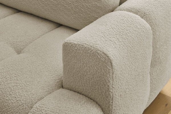-25 % Dny MOMENTI– Bobochic Paris Béžová bouclé rozkládací pohovka Fuji 282 cm, levá