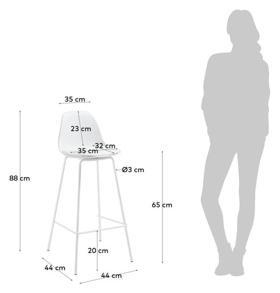 Bílá barová židle (výška sedáku 65 cm) Brighter – Kave Home