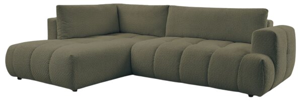 -25 % Dny MOMENTI– Bobochic Paris Zelená bouclé rozkládací pohovka Fuji 282 cm, levá