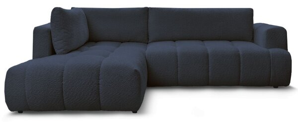 -25 % Dny MOMENTI– Bobochic Paris Tmavě modrá bouclé rozkládací pohovka Fuji 282 cm, levá