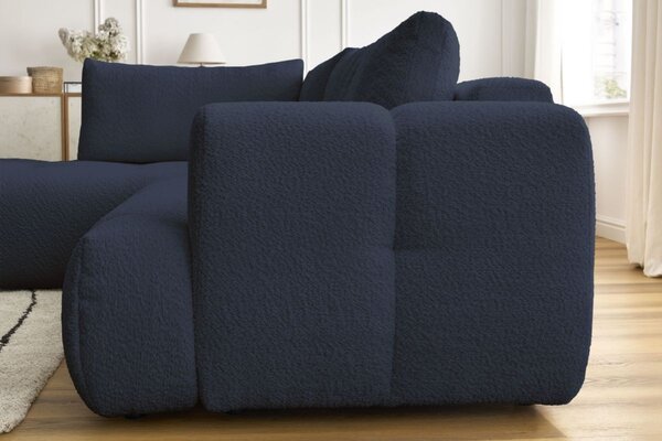 -25 % Dny MOMENTI– Bobochic Paris Tmavě modrá bouclé rozkládací pohovka Fuji 282 cm, levá