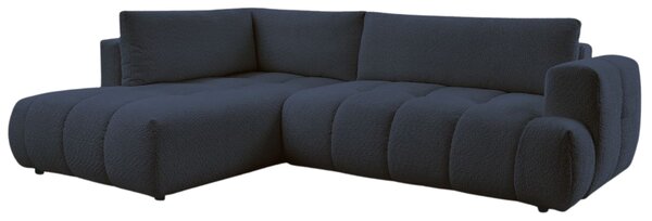 -25 % Dny MOMENTI– Bobochic Paris Tmavě modrá bouclé rozkládací pohovka Fuji 282 cm, levá