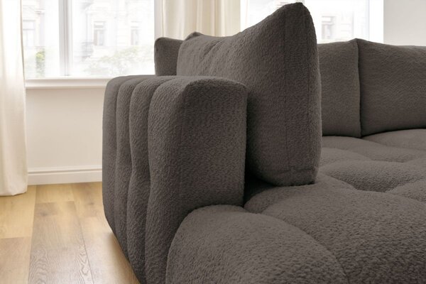-25 % Dny MOMENTI– Bobochic Paris Hnědá bouclé rozkládací pohovka Fuji 282 cm, levá
