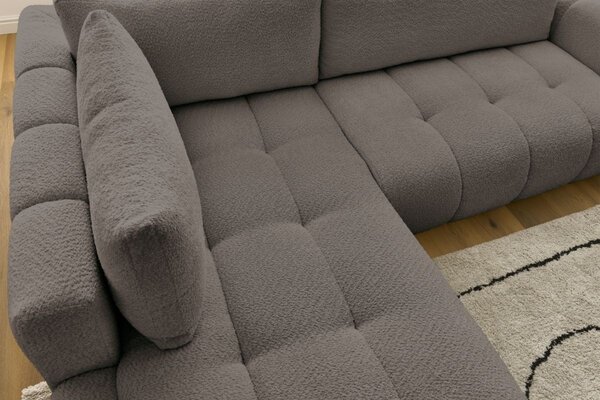 -25 % Dny MOMENTI– Bobochic Paris Hnědá bouclé rozkládací pohovka Fuji 282 cm, levá