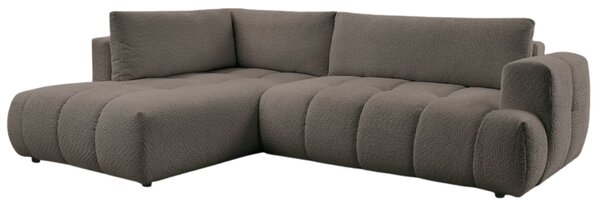 -25 % Dny MOMENTI– Bobochic Paris Hnědá bouclé rozkládací pohovka Fuji 282 cm, levá