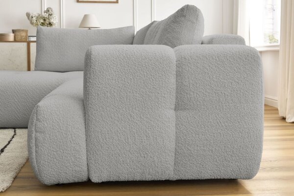 -25 % Dny MOMENTI– Bobochic Paris Světle šedá bouclé rozkládací pohovka Fuji 282 cm, levá